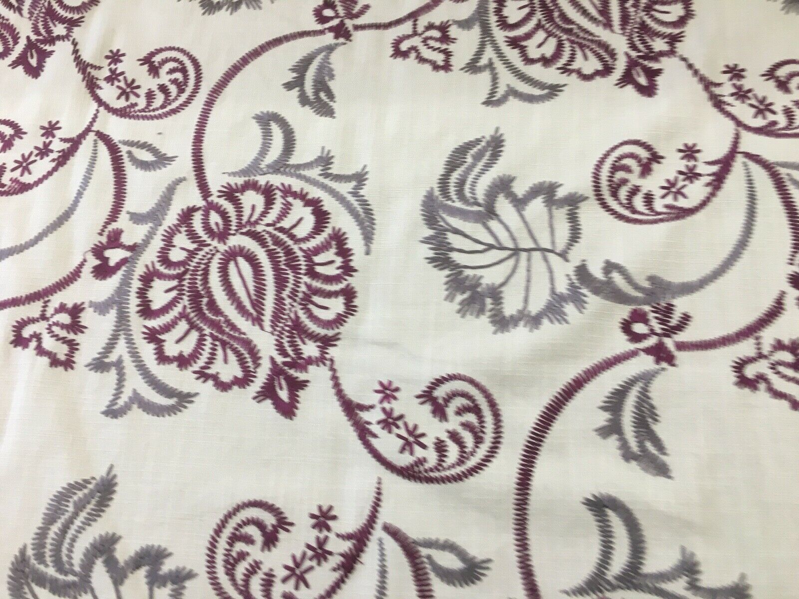 Osterley Silk Embroidered Floral Linen BLACKCURRANT | Frank Thomas ...