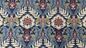 Kelmscott Arts & Crafts Large Floral Cotton - THISTLE BLUE
